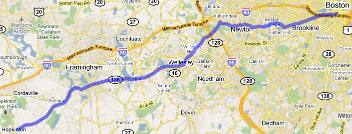 map of boston marathon route. The official Boston Marathon
